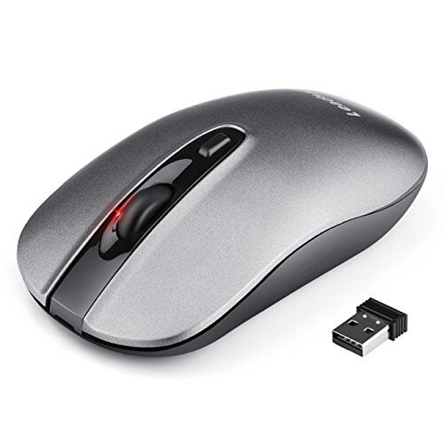 LeadsaiL Mouse Wireless Ricaricabile, Mouse Ottico Mini Silenzioso con Clic Mute, Ergonomic Mouse Senza Fili 2,4G con Nano Ricevitore, Cavo USB, 2400 DPI Mouse USB Grigio