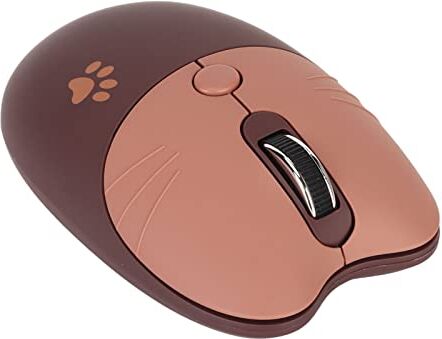 Bewinner Mouse Wireless Simpatico Gatto Mouse Carino Silenzioso, Mouse Wireless Carino 2.4G Portatile 3 Livelli DPI, Silenzioso e Compatibile per Computer Portatile Mouse Carino (caffè)