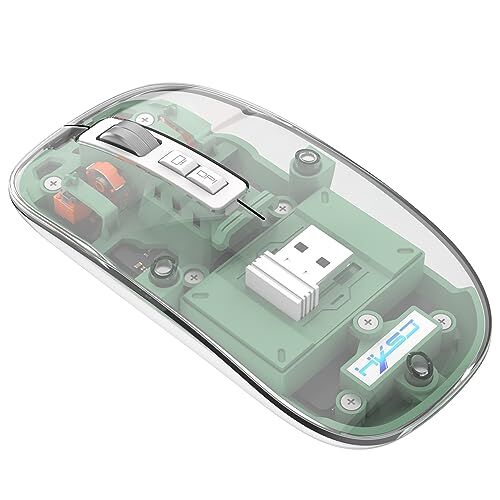 Generic Mouse da gioco trasparente 2.4G Bluetooth compatibile Mouse senza fili con luce RGB Mouse ricaricabile per PC Gamer Notebook Laptop Accessori (Verde)