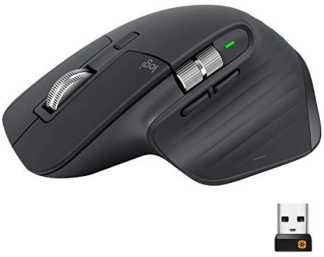 Logitech MX Master 3 Mouse Wireless Avanzato, Ricevitore Bluetooth + USB, Scorrimento ‎rapido, 4000 DPI Qualsiasi Superficie, Ergonomico, 7 Pulsanti, PC/Mac/iPadOS, Nero