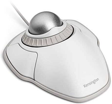 Kensington Mouse Trackball Orbit con cavo per PC, Mac e Windows, Rotella di Scorrimento, Design Ambidestro, Tracciamento Ottico, sfera da 40 mm, Bianco/Argento (K72500WW)