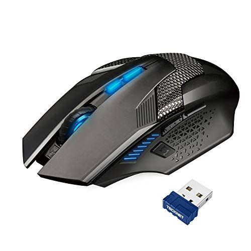 TECKNET Mouse Gaming Wireless, 2.4GHz Mouse Wireless Gaming con 8 Pulsanti, 4800 DPI, Mouse da Gaming Ergonomico con Ricevitore Nano per PC/Mac/Laptop, Nero