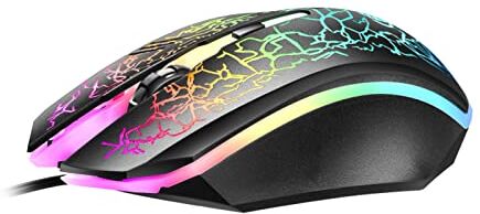 Generic E ufficio retroilluminato, cablato, adatto per mouse desktop, computer, 800-1600 DPI, mouse, computer portatili, mouse da gioco traspirante, ergonomico, 7 colori VuK480