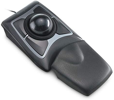 Kensington Mouse Trackball Expert con cavo e Poggiapolsi Integrato, per PC, Mac e Windows, Rotella di Scorrimento, Design Ergonomico Ambidestro, Tracciamento Ottico, Sfera 55 mm, Nero/Grigio (64325)