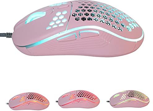 Bewinner Mouse cablato D4 1200/2400/4800/7200 DPI regolabile a 4 velocità, mouse ergonomico da gioco effetto di illuminazione a colori cavi accessori per laptop