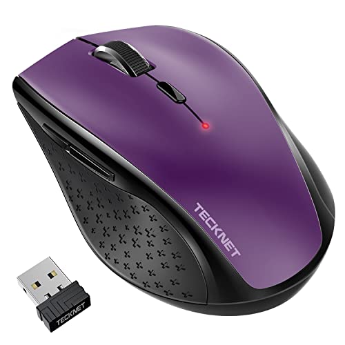 TECKNET Mouse Wireless, 3200 DPI Ergonomico Mouse Senza Fili, 2.4 GHz Ricevitore, 6 Pulsanti, 30 Mesi Durata Batteria, Compatibile con PC, Mac, Laptop, Chromebook-Porpora