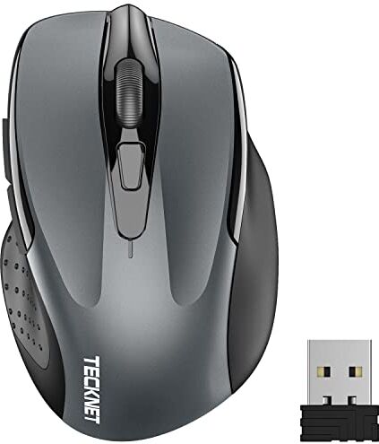 TECKNET PRO Mouse Senza Fili, 2600 DPI Mouse Wireless Ergonomico, 2,4G Mouse Ottico con Ricevitore Nano USB, 6 Pulsanti, Durata di Vita di 24 Mesi Compatibile con PC, Mac, Laptop