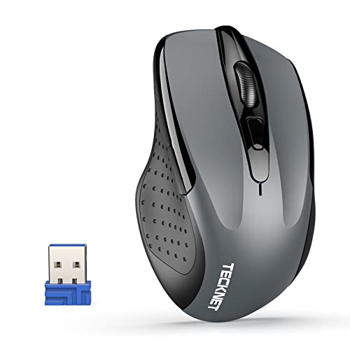 TECKNET Mouse Wireless, Silenzioso Mouse Senza Fili Ergonomico, 4000 DPI Tracciamento Ottico, Durata Batteria di 24 Mesi, 6 Pulsanti, Portatile Mouse per PC, Chromebook, Mac, Laptop