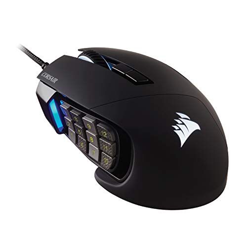 Corsair Scimitar RGB Elite Mouse da gioco MOBA/MMO, nero, retroilluminato, LED RGB, 18000 DPI, ottico