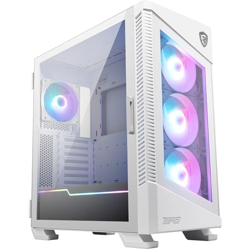 MSI MPG VELOX 100R BIANCO Chassis Gaming, ARGB, Bracket per GPU Verticale, Supporta radiatore fino a 360mm, Type-C, Vetro temperato (apertura laterale), Supporta fino a 7 ventole