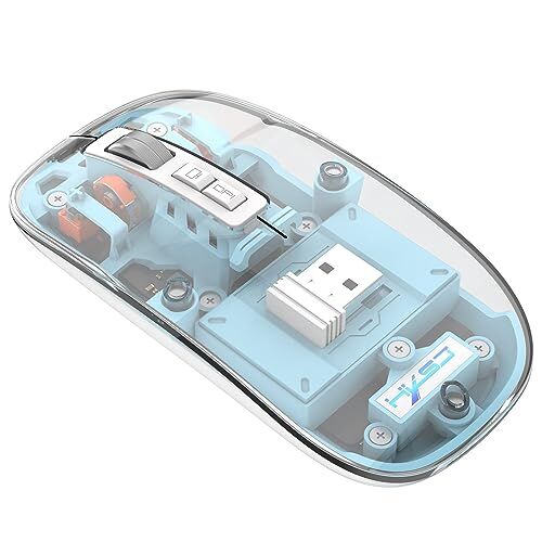 Generic Mouse da gioco trasparente 2.4G Bluetooth compatibile Mouse senza fili con luce RGB Mouse ricaricabile per PC Gamer Notebook Laptop Accessori (Blue)