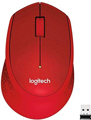 Logitech M330 SILENT PLUS Mouse Wireless, 2,4 GHz con Ricevitore USB Nano, Tracciamento Ottico 1000 DPI, Durata Batteria di 2 Anni, Compatibile con PC, Mac, Laptop, Chromebook Rosso