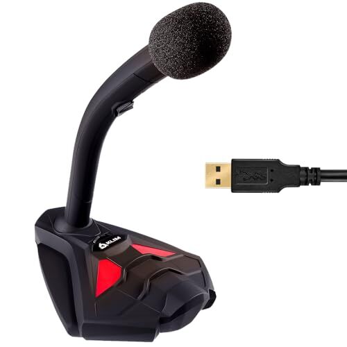 KLIM Voice V2 + Microfono USB da Scrivania + Novità Versione + Suono di Alta qualità + Registrazione e Riconoscimento Vocale, Live, Youtube, Podcast + Microfono PC Compatibile Windows Mac PS4 + Rosso