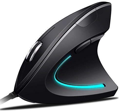 Abauoat Mouse USB Cablato Mouse Verticale Ergonomico, Impugnatura Verticale e Design Ergonomico Previene Il Disturbo del Tunnel Carpale Adjustable 800/1200/1600 DPI, 5Pulsanti per PC/Laptop/Mac