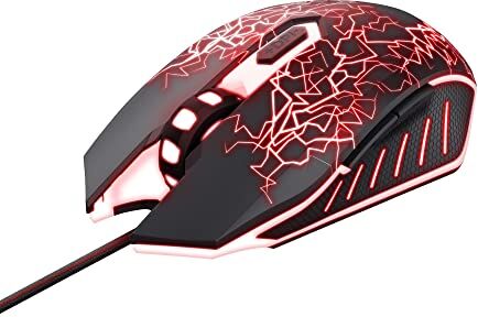 Trust GXT 105X Mouse da Gioco con Luci LED, 6 Pulsanti, Cablato 1.8 m, Mouse Gaming per PC, Laptop, Computer, Console di Gioco Nero, 24618