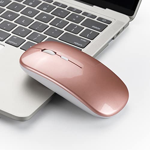 Bewinner Mouse Wireless 2.4G con Ricevitore USB, Portatile Silenzioso Ricaricabile Wireless ergonomico per PC/Tablet/Laptop 800, 1200, 1600 DPI Regolabile(Oro Rosa)