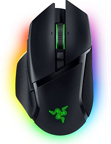 Razer Mouse da gioco wireless personalizzabile Basilisk V3 Pro: interruttori ottici veloci Gen-3,Ruota inclinabile HyperScroll,Chroma RGB,Sensore ottico Focus Pro 30K,Nero classico