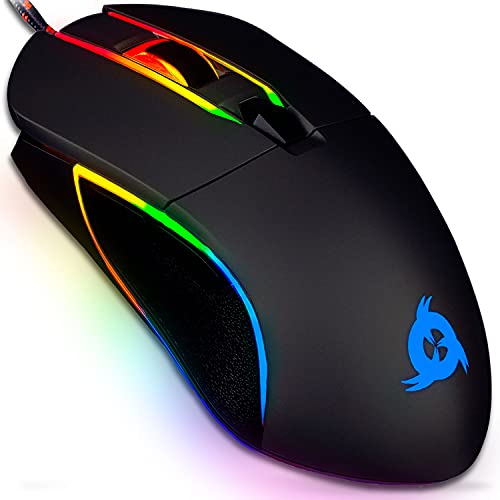 KLIM Aim Mouse Gaming Chroma RGB USB + Regolabile 500-7000 DPI + Alta Precisione, Pulsanti Programmabili, Impugnatura Ergonomica per Ambidestri + Mouse PC Laptop gaming, Compatibile PS4 (Nero)