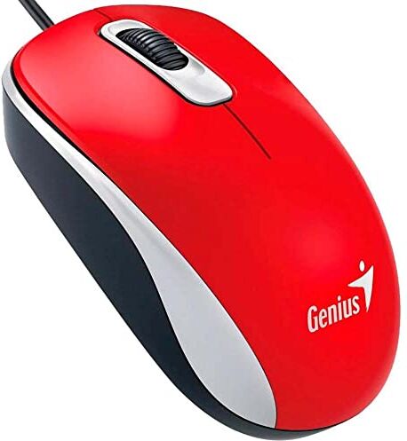 Genius DX-110 USB Optical 1000DPI Ambidextrous Red mice (USB, Office, Pressed buttons, Wheel, Optical, 1000 DPI)