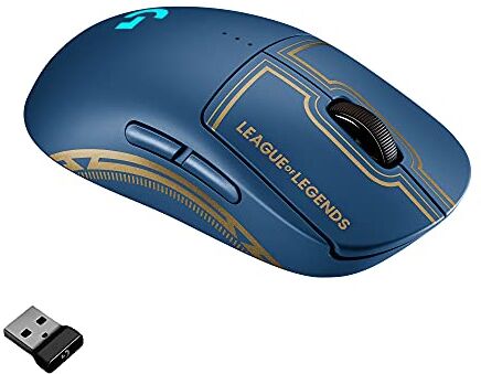 Logitech PRO Mouse Gaming Wireless LIGHTSPEED, Sensore HERO 25K, 25.600 DPI, RGB, 4-8 Pulsanti Personalizzabili, Ambidestro, Edizione Ufficiale di League of Legends Blu