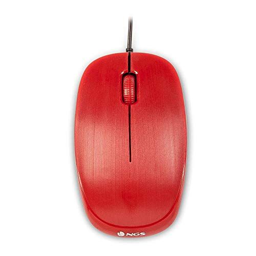NGS FLAME RED Mouse Ottico 1000dpi con Cavo USB, Mouse per Computer o Laptop con 3 Pulsanti, Ambidestro, Rosso