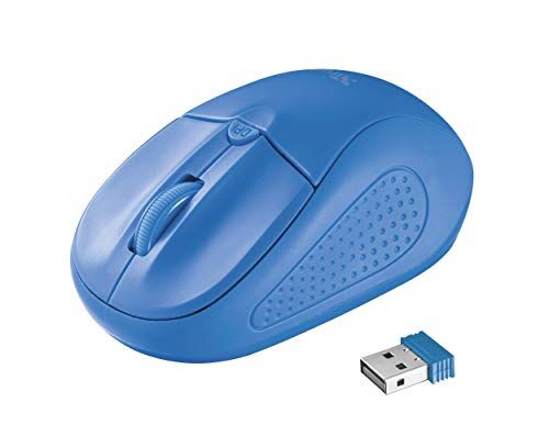 Trust Primo Mouse Ottico, Wireless, Interruttore Integrato, Tasti Premuti, Blu