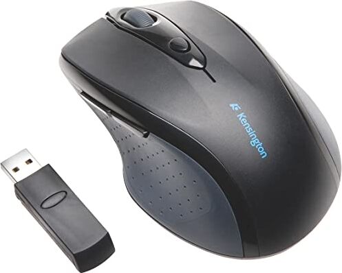 Kensington K72370EU Mouse wireless Pro Fit di dimensioni standard, Design ergonomico, Con sensore ottico e DPI regolabile, Per laptop, desktop, PC, Macbook e notebook, Nero