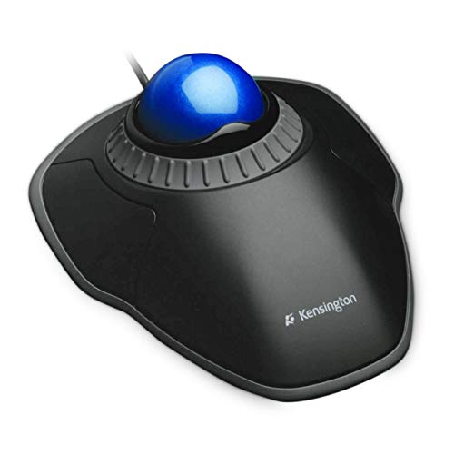 Kensington K72337EU Mouse Orbit, Mouse Cablato con Trackball, per PC, Mac e Windows, Rotella di Scorrimento, Design Ambidestro, Tracciamento Ottico, Blu, 40 mm