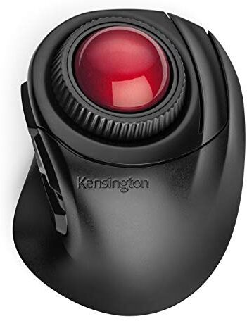 Kensington Mouse Trackball Orbit Fusion Wireless Mouse, Rotella di Scorrimento, Design Ergonomico per Destrorsi, per Scrivanie di Piccole Dimensioni e Home Office, Sfera 40 mm, Nero/Rosso (K72363WW)