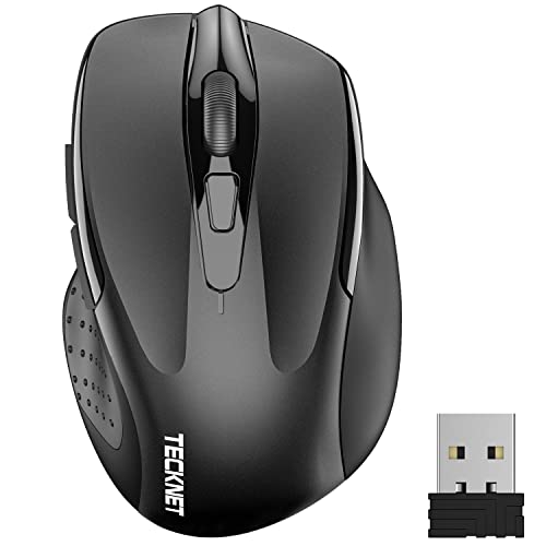 TECKNET Mouse Wireless, Pro 2.4G Mouse Senza Fili Ergonomico 2600 DPI con Ricevitore Nano USB,6 Pulsanti, 24 Mesi di Durata Della Batteriaper,Compatibile con PC,Laptop,Office Home