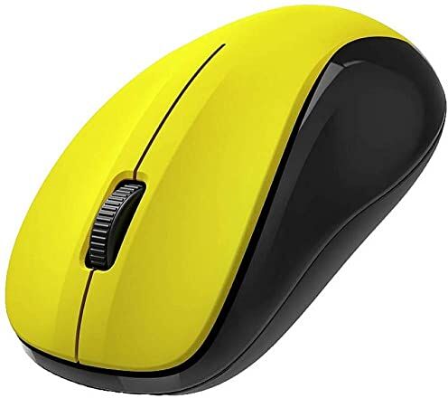 Hama Mouse senza fili (3 tasti, 2,4 GHz, 1200 dpi, mouse ottico wireless, mouse per computer portatile/PC/notebook, silenzioso, batteria per destrorsi, per mancini, ricevitore USB, colore: giallo