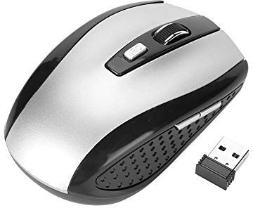 Bewinner 2.4G Mouse Wireless, Mause Senza Filo, 800/1600 DPI Mouse Ottico Ergonomico, 10m di Portata Wireless, Microricevitore USB, 6 Pulsant Mouse Portatile per PC/Laptop