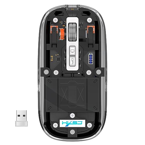 Generic Mouse da gioco trasparente, 2,4 G, 125 Hz, wireless Tri-Mode, Bluetooth, con luce RGB, ricaricabile, per PC, gamer, notebook, laptop (nero)