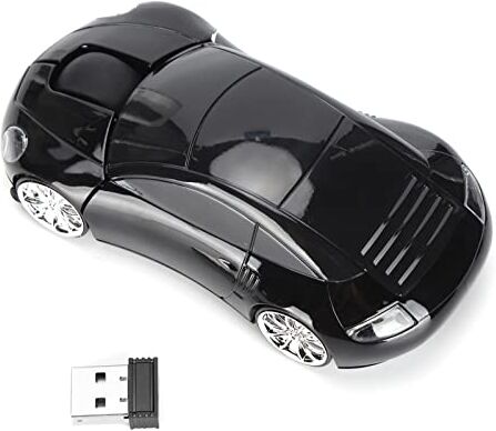 Bewinner Mouse per Auto Wireless USB 2.4G, Mouse a Forma di Auto Sportiva da 1600 DPI Utilizza la Tecnologia di Risparmio Energetico Intelligente, Mouse da Gioco con Ricevitore USB per PC, Computer,(Nero)