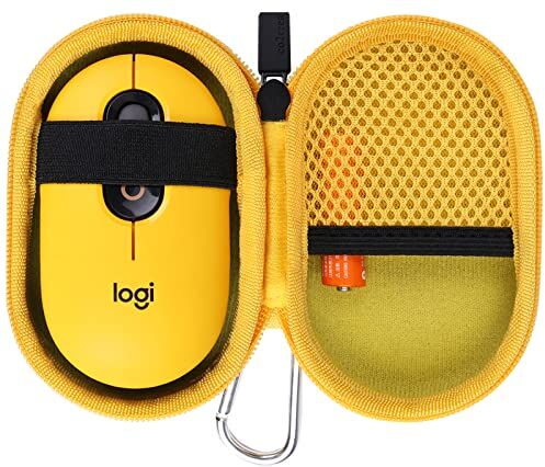 co2CREA Duro Viaggio Caso Copertina coustodia per Logitech POP Mouse Wireless (solo scatola,Case Only) (giallo/nero)