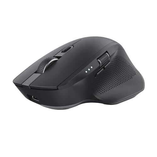 Trust Ozaa+ Mouse Wireless Bluetooth + 2.4GHz, Mouse Silenzioso Multi-dispositivo, Rotellina Laterale, 60% Plastica Riciclata, Mouse Bluetooth Ricaricabile Laptop PC Computer Windows Mac Nero