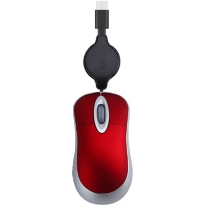 KANGQL Mouse cablato, mini mouse USB C con cavo retrattile, piccolo mouse per bambini da 3 a 8 anni, mouse ottico da viaggio 1000 DPI, rosso KANGQL Mouse cablato, mini mouse USB C con cavo retrattile, piccolo mouse per bambini da 3 a 8 anni, mouse ottico da viaggio 1000 DPI, rosso