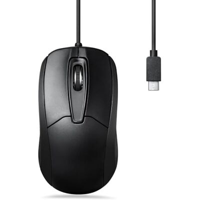 Perixx PERIMICE-209C Mouse ottico con cavo USB tipo C, cavo da 1,2 m, 1000 DPI, colore: Nero Perixx PERIMICE-209C Mouse ottico con cavo USB tipo C, cavo da 1,2 m, 1000 DPI, colore: Nero