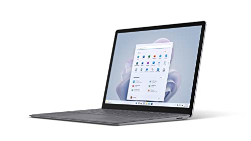 Microsoft Surface Laptop 5 Ordinateur Portable (Windows 11, écran Tactile 13.5", Processeur Intel Core i5, 8 Go RAM, 256 Go SSD, Clavier Français AZERTY) Platine, Finition Alcantara