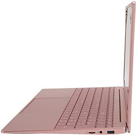 Cosiki Laptop 1080P, Impronta Digitale in Oro Rosa Sblocca Tastiera Retroilluminata Quad Core Laptop HD da 15,6 Pollici per Ufficio per Windows10 (12+128G Spina UE)