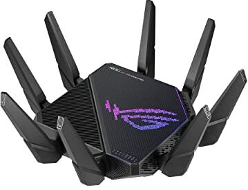 Asus ROG Rapture GT-AX11000 Pro Tri-Band WiFi 6 Router da gioco, porta 2.5G, porta 10G, CPU quad-core 2.0 GHz, UNII4, accelerazione del gioco a tre livelli, sicurezza Internet a vita e supporto AiMesh