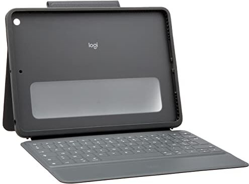 Logitech Rugged Folio per iPad (7ª, 8ª e 9ª generazione) Custodia con tastiera protettiva, Layout Francese ‎AZERTY Nero