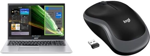 Acer Aspire 3 A315-58-76W1 PC Portatile, Notebook, Processore Intel Core i7-1165G7, RAM 8 GB DDR4 & Logitech M185 Mouse Wireless, 2,4 GHz con Mini Ricevitore USB, Durata Batteria di 12 Mesi