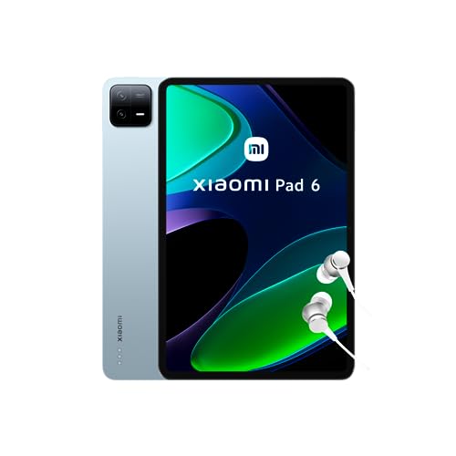 Xiaomi Pad 6 + cuffie (senza custodia) Tablet da 11" (WiFi, display WQHD+ 144Hz, 6GB di RAM, 128GB di ROM, batteria da 8840mAh), blu (versione ES + 3 anni di garanzia)