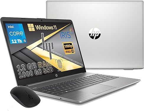 HP 250 G9, Pc Computer PORTATILE LAPTOP NOTEBOOK, SILVER, i5-1235U, Ram 12 GB DDR4, SSD M2 1000 GB, Display 15.6" FHD, Win 11 Pro, TASTIERA RETROILLUMINATA, FINGERPRINT, MOUSE WIFI OMAGGIO