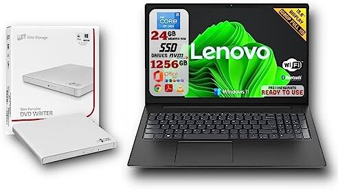 Lenovo , Pc Portatile Notebook, Intel i5-1235U, 24GB RAM, Full HD 15,6", 1256GB(Nvme 256GB + SSD 2.5’’ 1TB), Windows 11 Pro, Office 2021 Pro Plus, Masterizzatore DVD Esterno, Pronto All'Uso