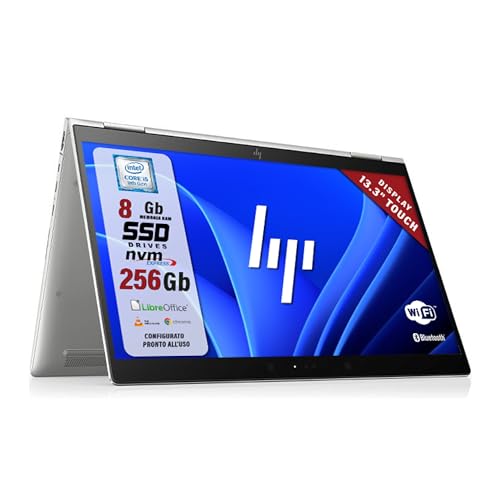 HP Elitebook, Notebook Pc portatile Convertible, Display 13,3" Touch, Intel i5-8365U 4 core 1.60 GHz, Ram 8 Gb, SSD 256GB, Win 11 (Ricondizionato)