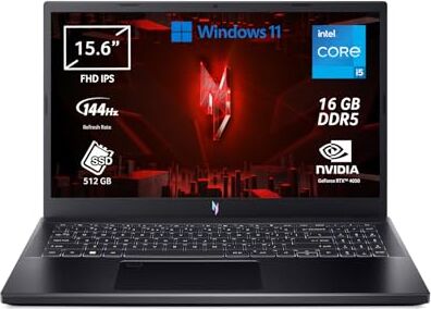 Acer Nitro V 15 ANV15-51-5673 Notebook Gaming, Processore Intel Core i5-13420H, Ram 16 GB DDR5, 512 GB SSD, Display 15.6" FHD IPS 144 Hz LED LCD, NVIDIA GeForce RTX 4050 6 GB, Windows 11 Home