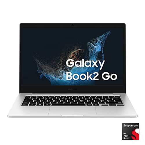 Samsung Galaxy Book2 GO 5G Laptop, 14" FHD, Snapdragon 7c+ Gen 3, Qualcomm Adreno 642L, RAM 4GB, 128GB SSD, Windows 11 Home, Silver