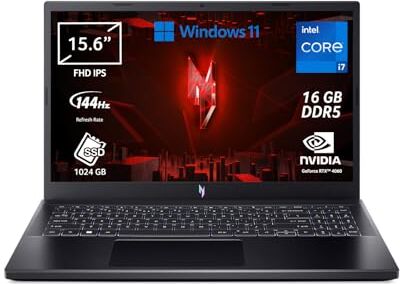 Acer Nitro V 15 ANV15-51-799X Notebook Gaming, Processore Intel Core i7-13620H, Ram 16 GB DDR5, 1024 GB SSD, Display 15.6" FHD IPS 144 Hz LED LCD, NVIDIA GeForce RTX 4060 8 GB, Windows 11 Home